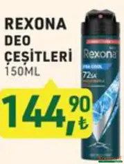 REXONA DEODORANT ÇEŞİTLERİ 150 ML fiyat ve kampanya bilgisi